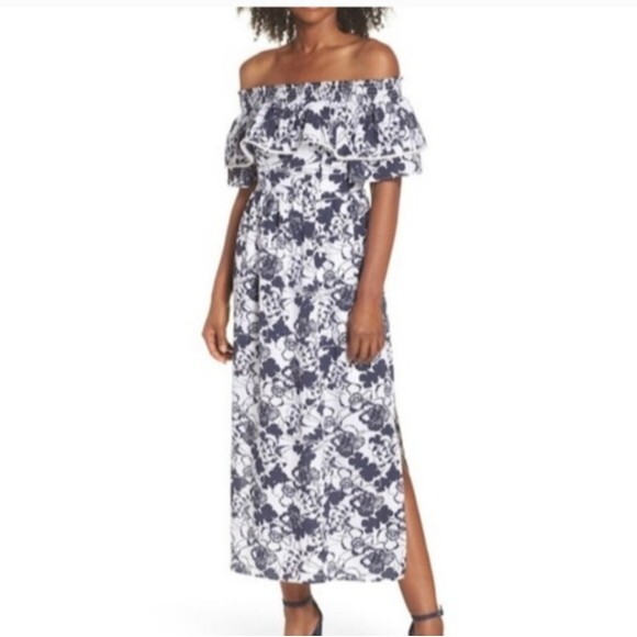 Chelsea28 summer off the shoulder ruffle maxi floral dress size 4 - Picture 1 of 16